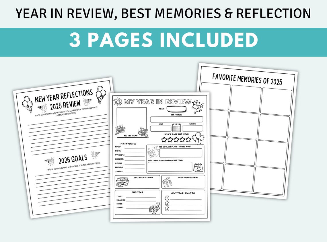 My Year in Review 2025 Printable New Years Activities Kids Year in ...