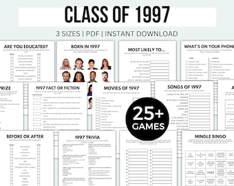 30th Reunion Games Printable Class of 1997 Games Graduated In 1997 Games 30th Class Reunion Class Reunion Ideas Reunion Party Games 30 Years