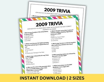 2009 Trivia Game Printable 18th Birthday Games Born In 2009 Game Birthday Games 18th Anniversary 2009 Trivia Questions Graduated 2009 Quiz