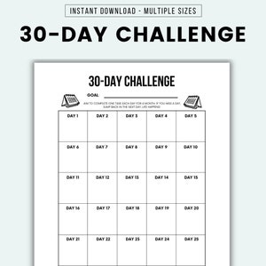 Reto de 30 días Rastreador de desafíos de 30 días imprimible Rastreador de desafíos diarios Rastreador de hábitos de 30 días imprimible Rastreador de objetivos Rastreador de rutinas