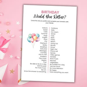 Would You Rather Birthday Game Would You Rather Slumber Party Games For Girls Printable Party Games For Teens Birthday Party Games For Girls