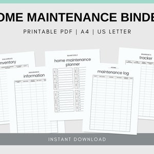 Home Maintenance Planner | Home Owner Planner | Home Maintenance Binder | PDF Instant Download Printable