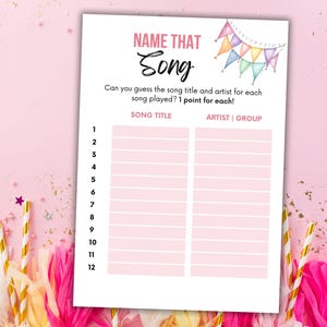 Nommez cette chanson - Jeu d'amusement sur la musique à imprimer Jeux d'anniversaire pour adolescents devinez la chanson Jeux pyjama