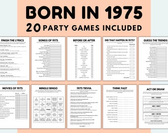 50歳の誕生日ゲーム 印刷可能 1975年生まれのゲーム 1975年生まれの誕生日ゲーム 50歳の誕生日ゲームバンドル 50歳の誕生日パーティーゲーム 1975年トリビア