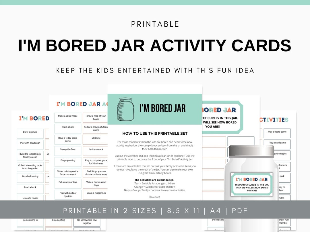 I'm Bored Jar Activity Cards Printable Activity Cards for