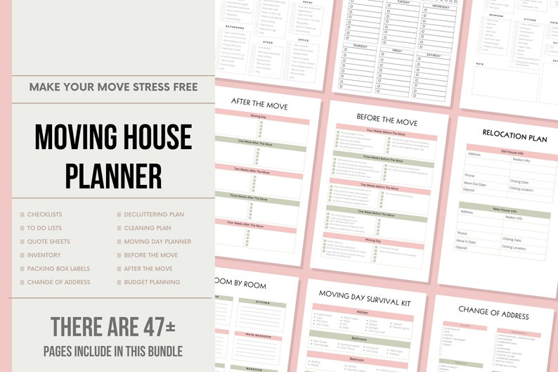 Moving Planner Printable Moving Binder | Moving Checklist | Moving ...