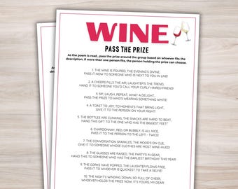 Wine Pass The Prize Game Printable Wine Game Wine Tasting Games Wine Tasting Party Wine Party Game Winery Games Wine Games Pass The Gift