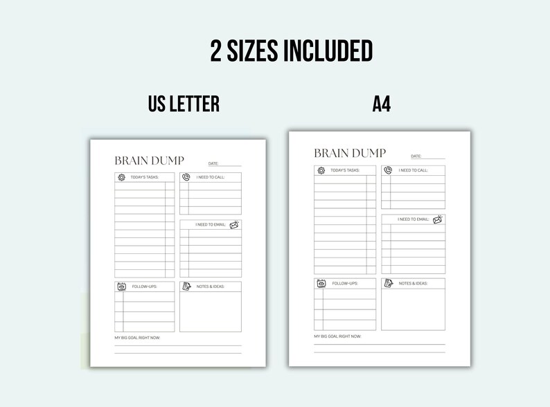 ADHD Brain Dump Planner Printable Brain Dump Templates Executive ...