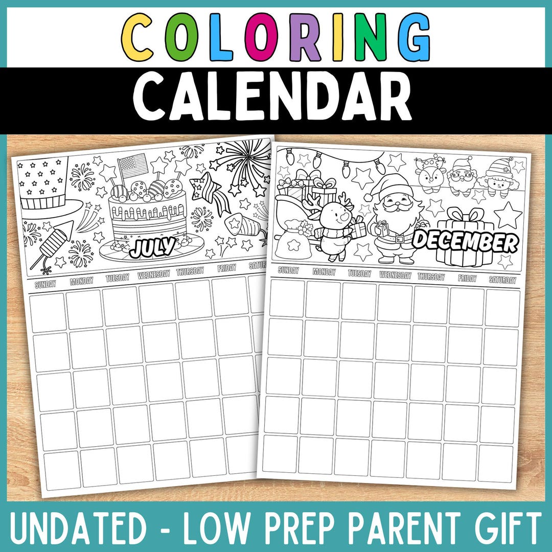 Kids Calendar 2026 Coloring Calendar Undated Calendar 12 Month Calendar ...