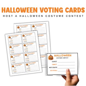 Tarjetas de votación para concurso de disfraces de Halloween Tarjetas de votación para disfraces de Halloween imprimibles Concurso de Halloween Votaciones de Halloween Fiesta de Halloween