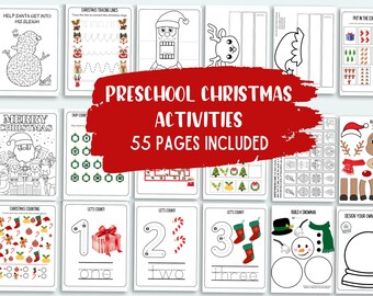 Christmas Preschool Activity Bundle Printable Christmas Activities Preschool Activities Christmas Coloring Pages Christmas Activity Book