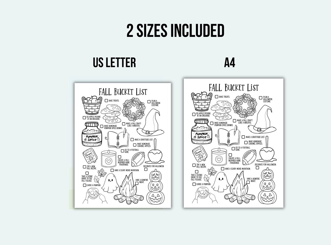 Fall Bucket List Template Printable Fall Activities for Kids Family ...