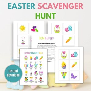 Easter Scavenger Hunt Printable Easter Indoor Scavenger Hunt Game Easter Party Game Easter Game For Kids