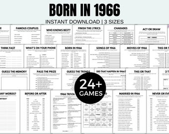 60th Birthday Games Printable Born In 1966 Games Born In 1966 Birthday Games 60th Birthday Game Bundle 60th Birthday Party Games 1966 Trivia