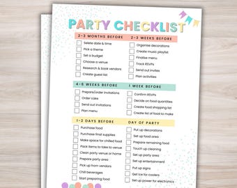 Party Checklist PDF Printable Party Planner Printable Event Planner Birthday Planner Party Event Organizer Birthday Party Checklist