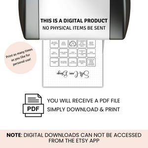May include: A printable digital download of a self-care bingo card. The card features a variety of self-care activities, such as "take a bath", "read a book", and "go for a walk". The text "Self-Care Bingo" is written at the bottom of the card.