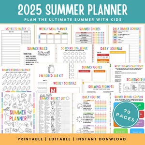 Summer Planner 2025 Printable Summer Camp At Home Summer Schedule For Kids Summer Activities Editable Summer Planner For Kids
