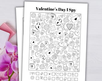 Valentines iSpy Printable Valentine's Day Game Valentines Game Valentines I Spy Valentine Seek And Find Valentine Party Valetines Activities