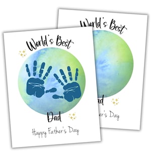 Vatertags-Handabdruck-Kunst druckbare Weltbester-Vater-Handabdruck-Handabdruck-Fertigungs-Schablonen-Vater-Tagesgeschenk-Handabdruck-Tätigkeits-Vater-Tageskarte