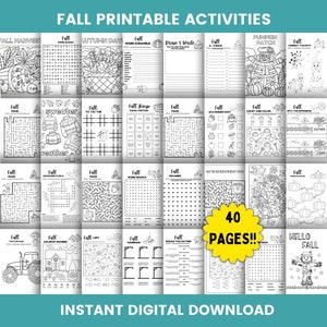 Fall Activity Bundle Printable Fall Kids Activities Autumn Activities For Kids Printable Activity Bundle Maze Coloring Pages Puzzles
