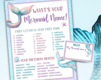 What's Your Mermaid Name Party Game Printable Mermaid Game Mermaid Name Generator Mermaid Birthday Party Mermaid Theme Party For Kids