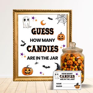 Halloween Candy Guessing Game Printable Halloween Game Halloween Party Game Halloween Candy Game Halloween Candy Sign Halloween Office Party