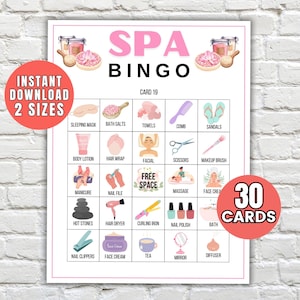 Spa Bingo Spiel Druckbare Bingokarten Spa Party Spiele Verwöhnparty Spiel Spa Spiel Pyjama-Party Spiel Spa-Party-Aktivität Sleepover-Aktivität