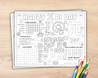 Happy Pi Day Activity Placemat Classroom Pi Day Activities for Kids Activity Page Pi Day Party Kids Activity Mat Pi Day Game