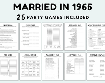 60th Anniversary Games Bundle Printable Anniversary Games Married In 1965 Games 60th Wedding Anniversary Games 60th Anniversary Party Game