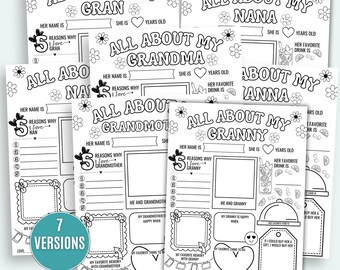 All About My Grandma Bundle Printable All About My Grandmother Grandparents Day Activity Grandma Printable All About My Nana Questionnaire