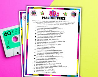 1980s Pass The Prize Game 80s Party Games 80s Birthday Party Printable Party Games 80s Party Games 1980s Birthday 80s Pass The Gift Game