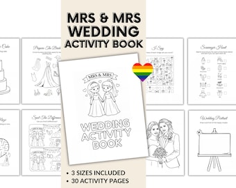 Mrs & Mrs Wedding Activity Book Gay Wedding Activity For Kids Wedding Coloring Book LGTBQ Wedding Activity Book Same Sex Lesbian Wedding