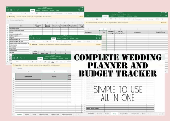 wedding planner budget tracker spread sheet simple to use etsy budget wedding planner