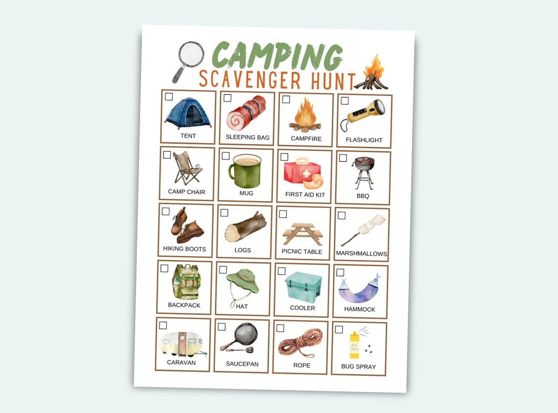 Camping Scavenger Hunt Printable for Kids Nature Scavenger Hunt Camping Games Camping Activities ...