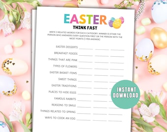 Ostern Denk Fast Party Spiel Druckbar Oster Party Spiel Denk schnell Spiel Osterspiel Oster Familienspiel Fast Denkspiel Oster-Aktivitäten