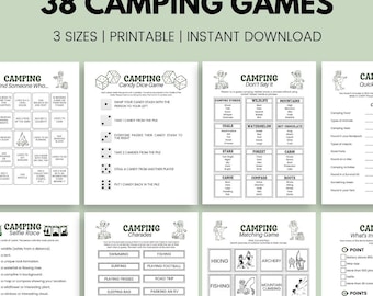 Camping Games Bundle Printable Camping Games Kids Adults Camping Activities Camp Games Printable Activities For Camping Campfire Games