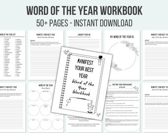 Cahier d'exercices à imprimer sur le mot de l'année, des idées d'activités Un petit mot Réflexion sur le Nouvel An Résolutions du Nouvel An Objectifs du Nouvel An