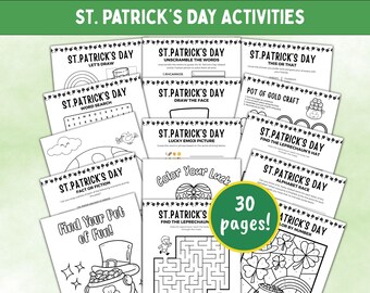 St Patrick's Day Activities St Patrick's Games Kids Activity Bundle St Patricks Day Coloring Pages St Patty's Classroom Activity For Kids