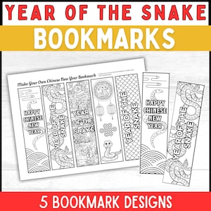 Ano da Serpente Ano Novo Chinês Colorir Marcadores Ano da Serpente para Imprimir Marcadores Ano da Serpente Atividades para Colorir Ano Novo Lunar Atividades para Colorir