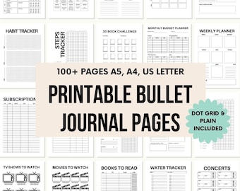 Bullet Journal Pages Bundle Printable A5 Journal Pages Habit Tracker Bundle Bullet Journal Printable Habit Trackers Monthly Templates