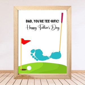Stampa a mano per la festa del papà Carta da golf stampabile per la festa del papà per papà Modello artigianale per impronta a mano Attività per impronta del regalo per la festa del papà per bambini