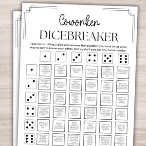 Coworker Dicebreaker Game Office Party Game Printable Team Building Games Office Games Staff Meeting Games Icebreaker Games For Work