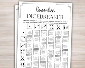 Coworker Dicebreaker Game Office Party Game Printable Team Building Games Office Games Staff Meeting Games Icebreaker Games For Work