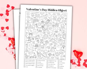 Valentines I Spy Printable Valentine's Day Game Valentines Game Valentines Hidden Object Game Valentine Seek And Find Valetines Activities