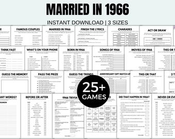 60th Anniversary Games Bundle Printable Anniversary Games Married In 1966 Games 60th Wedding Anniversary Games 60th Anniversary Party Game