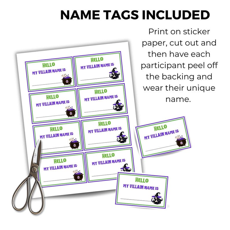 What's Your Villain Name Party Game Printable Halloween Game Villain Name Generator Halloween Party Game Halloween Activity Villain Party image 2