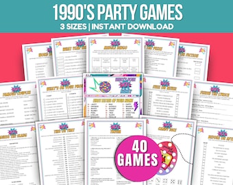 1990s Party Games 90s Birthday Party Printable Party Games 90s Party Games Bundle 1990s Birthday Party Games 1990s Trivia 1990s  Theme Games
