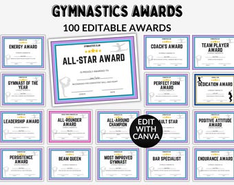 Editable Gymnastics Award Certificates Gymnast Team Awards End of Season Awards Gymnastics Awards Gymnastics Certificates Funny Team Awards