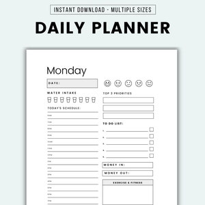 Daily Planner Printable Productivity Planner 7 Day Planner Daily Hourly Planner Daily Schedule Planner PDF A4 A5 US Letter Work From Home