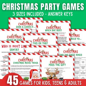 Christmas Games Bundle Printable Christmas Party Games Family Christmas Game Christmas Game Bundle Christmas Game Adult & Kids Holiday Games
